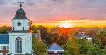 The sun rises over the Wabash campus
