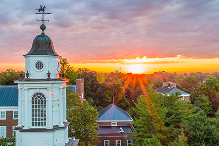 The sun rises over the Wabash campus