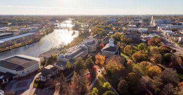 An aerial view of Lawrence University