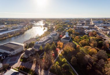 An aerial view of Lawrence University