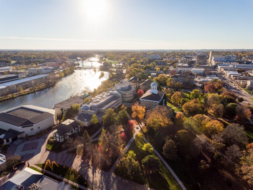 An aerial view of Lawrence University