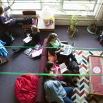 Students study and visit in a Knox College common room