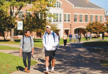Students walk from class in Merritt Hall.