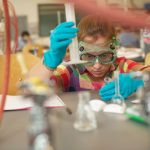 A St. Olaf student works in a science lab