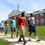 Emory & Henry College students walk across campus