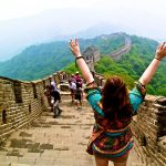A Juniata College student walks along the Great Wall of China