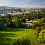 An aerial view of the Reed College campus