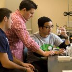 Saint Mary's College students work together in a science lab