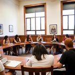 Saint Mary's College students discuss a topic in class