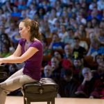 A Whitman College student plays the piano
