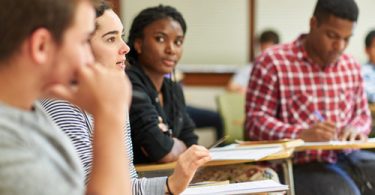 A class discussion between students