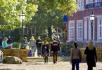 Hendrix College students walk to class