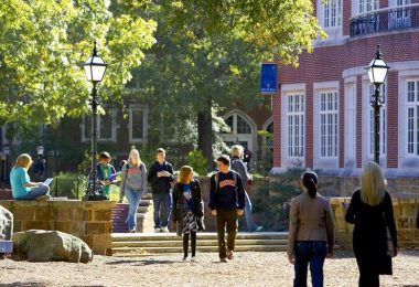 Hendrix College students walk to class