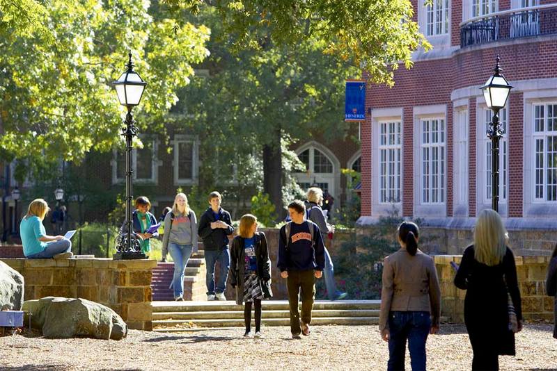 Hendrix College students walk to class