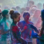 Whitman College students in a color run