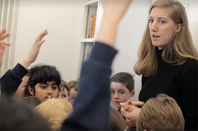 Clark University student works with children