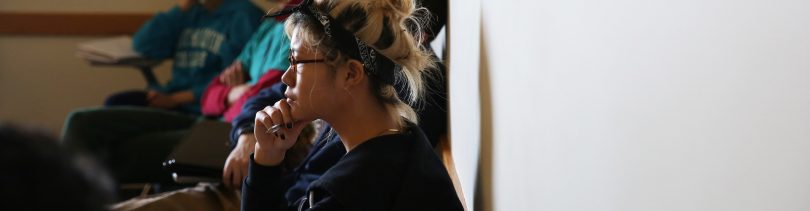 A Hampshire student in class
