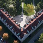 An aerial view of Kenarden Lodge. Built in 1911, Kenarden is one of sixteen residence halls at the College of Wooster. 99% of our 2,000 plus students live on campus.