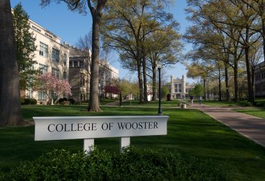 A view through the main academic quad at College of Wooster, America's Premier College for Mentored Undergraduate Research.