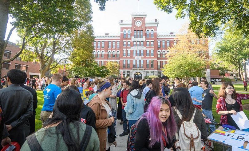Clark students explore various clubs at the activities fair.