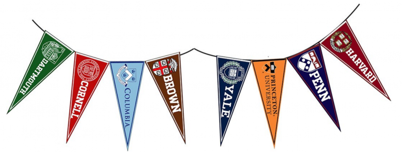pennants from Ivy League schools