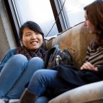 students hanging out studying at Bistro