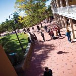 students walk across the Santa Fe campus