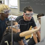 Students in a science laboratory