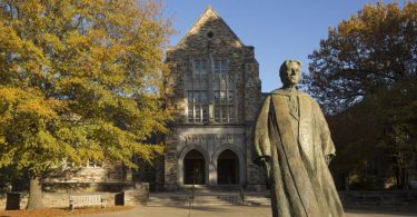 A statue on the Rhodes College campus